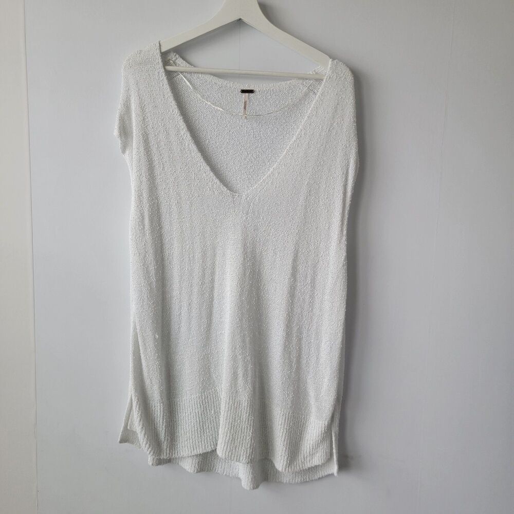 free people womens v-neck vest size M knit sleeveless oversized Lightweight‎
